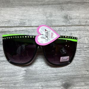 Snooki by Nicole Polizzi Womens Rock Candy Black & Neon Green Sunglasses OS NWT